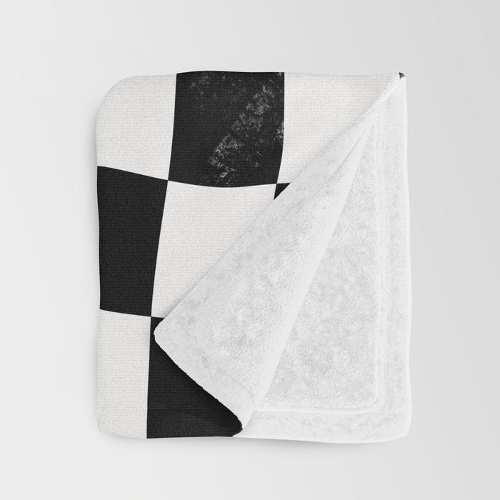 Black and White Warped Checkerboard Throw Blanket Gallery Image 3
