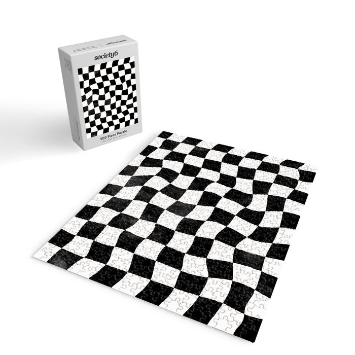 Black and White Warped Checkerboard Jigsaw Puzzle Gallery Image 2