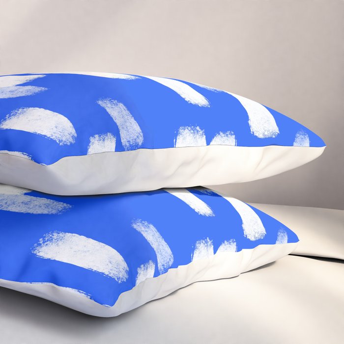 Cobalt Blue and White Brush Stroke Spots Pillow Sham Gallery Image 3