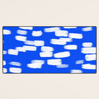Cobalt Blue and White Brush Stroke Spots Desk Mat Gallery Image 3