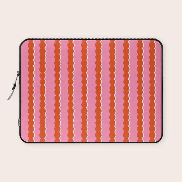 Pink and Orange, Wavy, Squiggle, Scallop, Stripes Laptop Sleeve Gallery Image 1