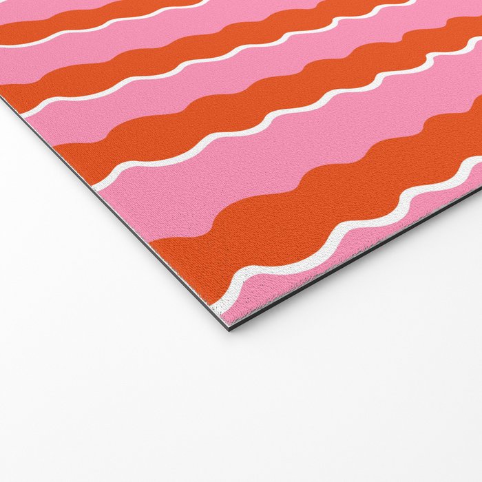 Pink and Orange, Wavy, Squiggle, Scallop, Stripes Welcome Mat Gallery Image 2