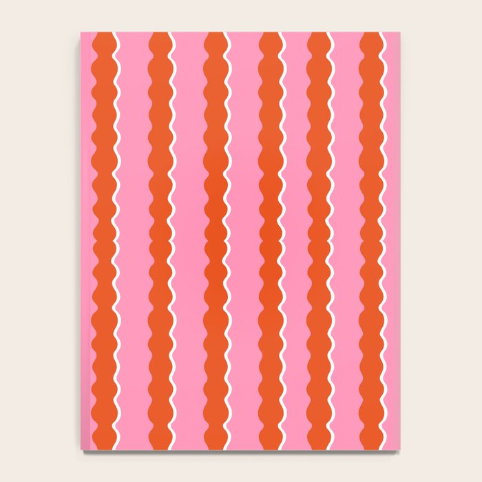 Pink and Orange, Wavy, Squiggle, Scallop, Stripes Notebook Gallery Image 4