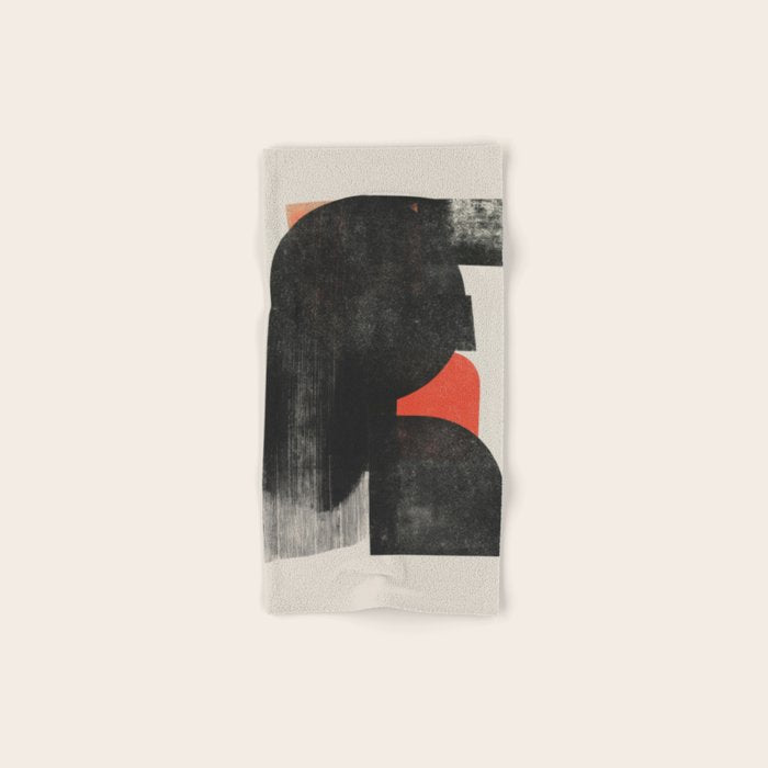Modern Organic  Black And Red Forms Bath Towel Gallery Image 1