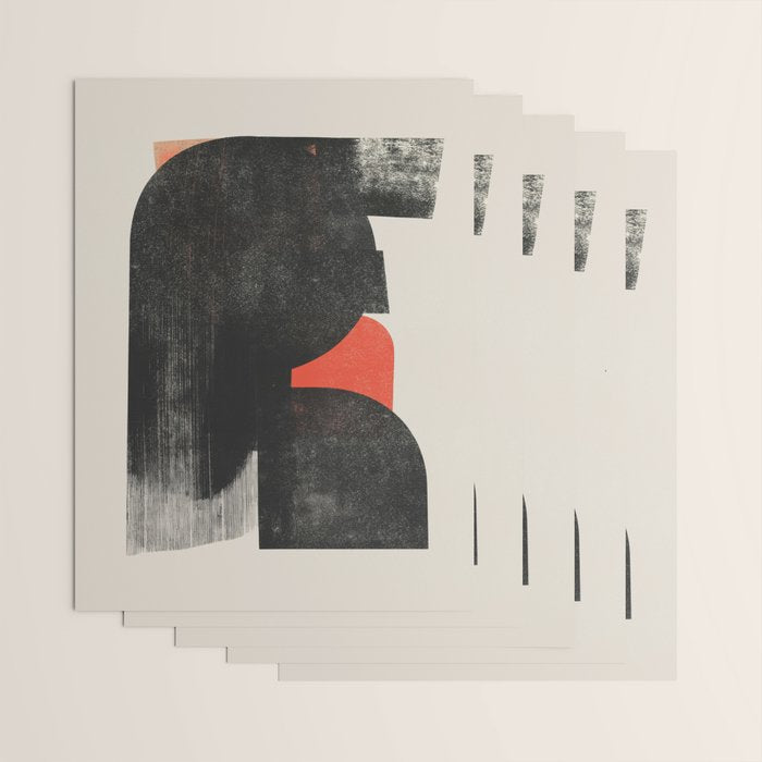 Modern Organic  Black And Red Forms Wrapping Paper Gallery Image 3