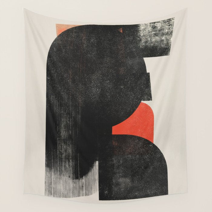 Modern Organic  Black And Red Forms Wall Tapestry Gallery Image 4