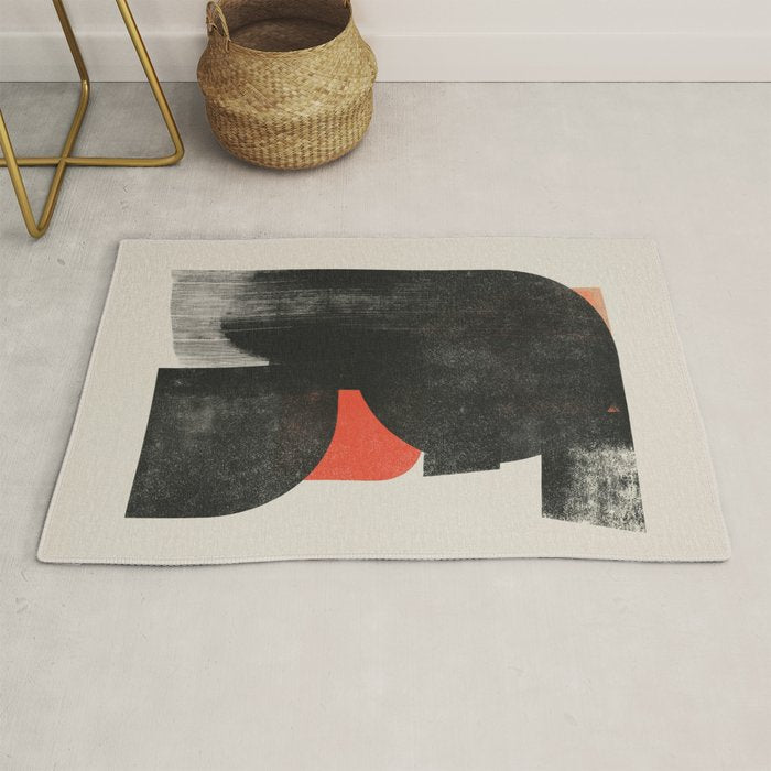 Modern Organic  Black And Red Forms Rug Gallery Image 1