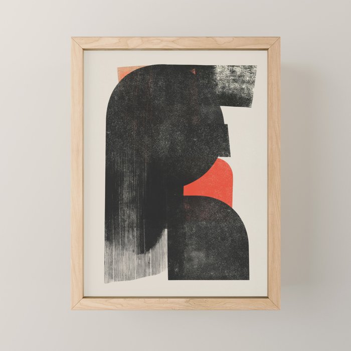 Modern Organic  Black And Red Forms Mini Art Print Gallery Image 1