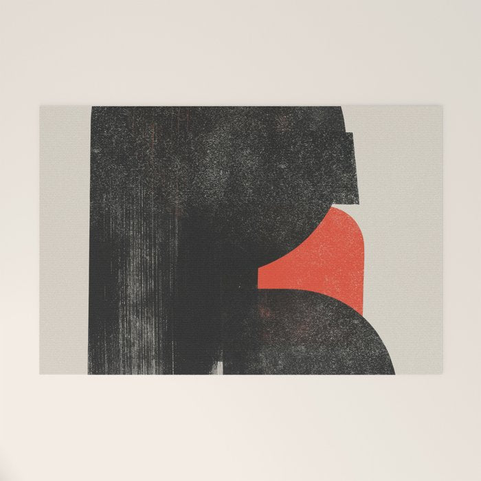 Modern Organic  Black And Red Forms Welcome Mat Gallery Image 1