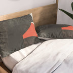 Modern Organic  Black And Red Forms Pillow Sham Gallery Image 2