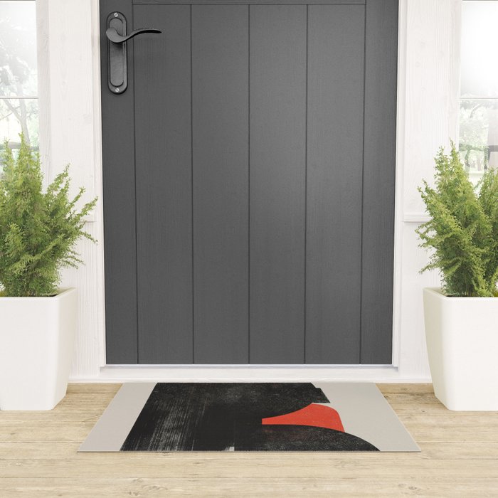 Modern Organic  Black And Red Forms Welcome Mat Gallery Image 3