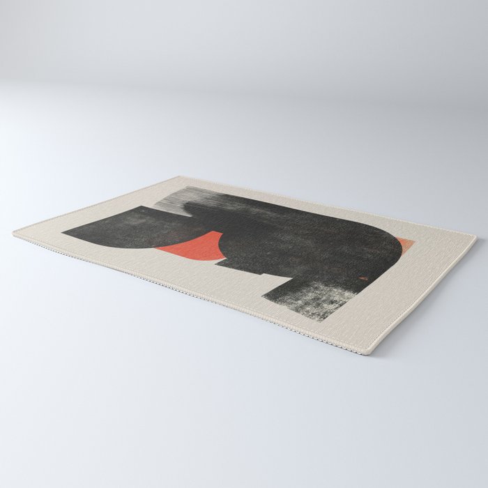 Modern Organic  Black And Red Forms Rug Gallery Image 3