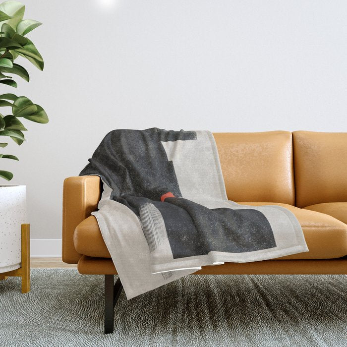 Modern Organic  Black And Red Forms Throw Blanket Gallery Image 1