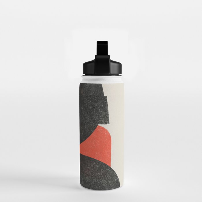 Modern Organic  Black And Red Forms Water Bottle Gallery Image 2
