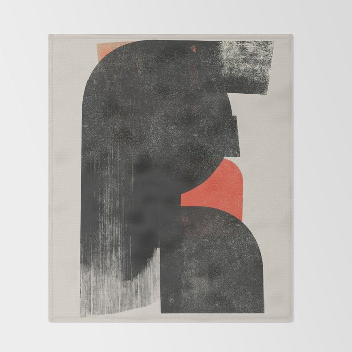 Modern Organic  Black And Red Forms Throw Blanket Gallery Image 2