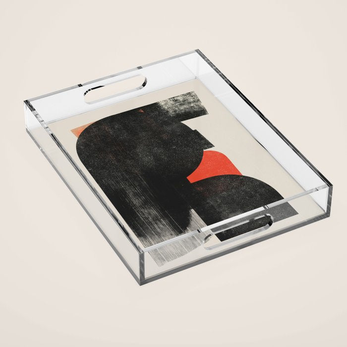 Modern Organic  Black And Red Forms Acrylic Tray Gallery Image 1