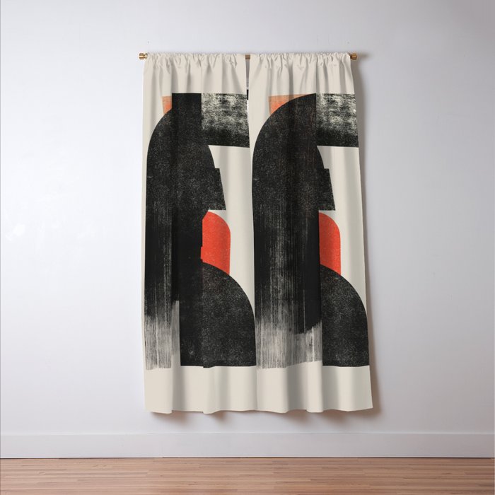 Modern Organic  Black And Red Forms Window Curtain Gallery Image 3