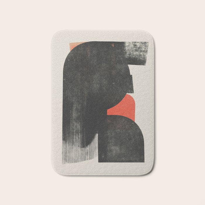 Modern Organic  Black And Red Forms Bath Mat Gallery Image 1