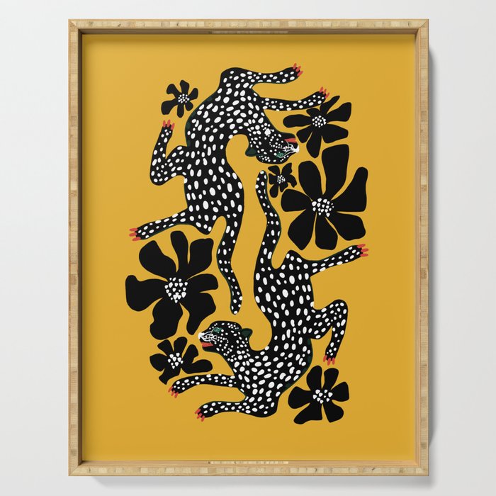 Bold cheetah dance Serving Tray Gallery Image 1