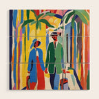 A Witness To Your Life's Journey, Tropical Travel Couple People Summer, Colorful Eclectic Bohemian Contemporary Painting Palm Trees Wood Wall Art Gallery Image 1