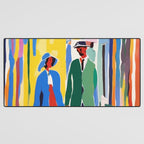 A Witness To Your Life's Journey, Tropical Travel Couple People Summer, Colorful Eclectic Bohemian Contemporary Painting Palm Trees Desk Mat Gallery Image 3