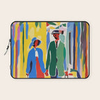 A Witness To Your Life's Journey, Tropical Travel Couple People Summer, Colorful Eclectic Bohemian Contemporary Painting Palm Trees Laptop Sleeve Gallery Image 1
