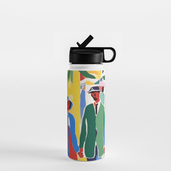 A Witness To Your Life's Journey, Tropical Travel Couple People Summer, Colorful Eclectic Bohemian Contemporary Painting Palm Trees Water Bottle Gallery Image 1