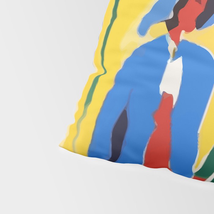 A Witness To Your Life's Journey, Tropical Travel Couple People Summer, Colorful Eclectic Bohemian Contemporary Painting Palm Trees Pillow Sham Gallery Image 4