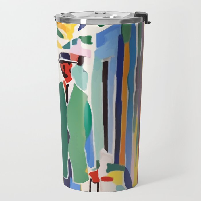 A Witness To Your Life's Journey, Tropical Travel Couple People Summer, Colorful Eclectic Bohemian Contemporary Painting Palm Trees Travel Mug Gallery Image 2