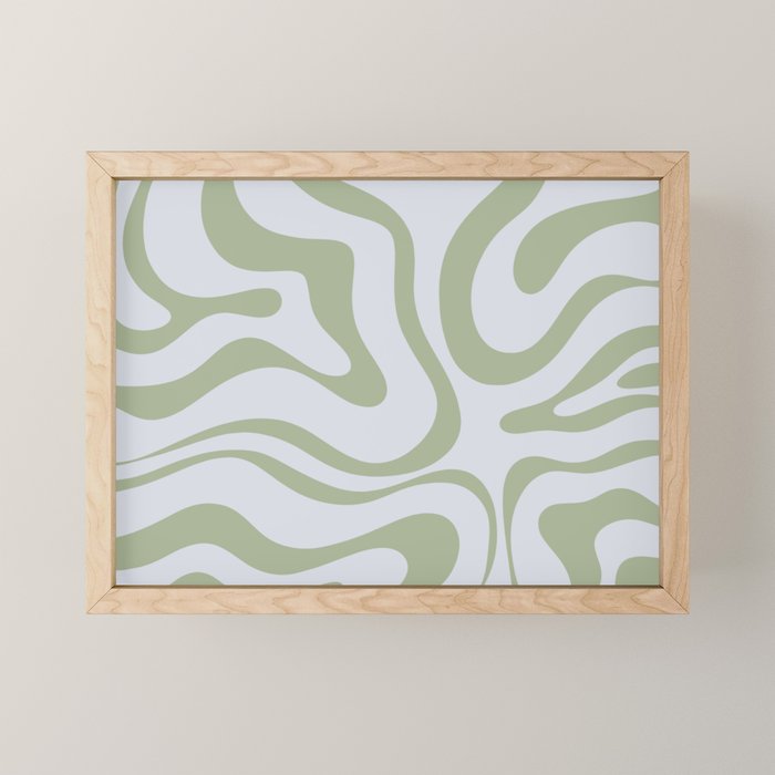 Sage and Silver Liquid Swirl Abstract Mini Art Print Gallery Image 1