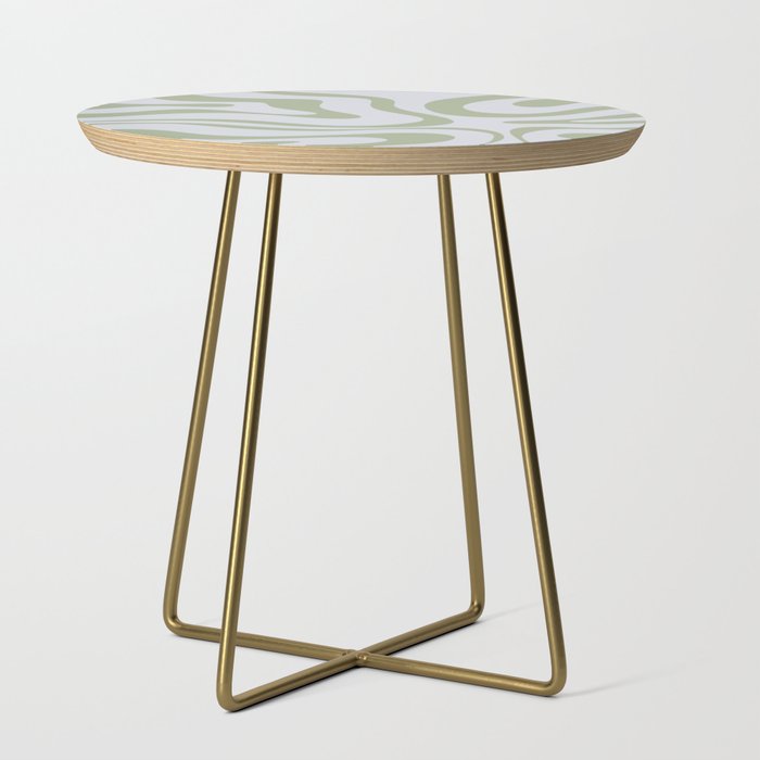 Sage and Silver Liquid Swirl Abstract Side Table Gallery Image 1
