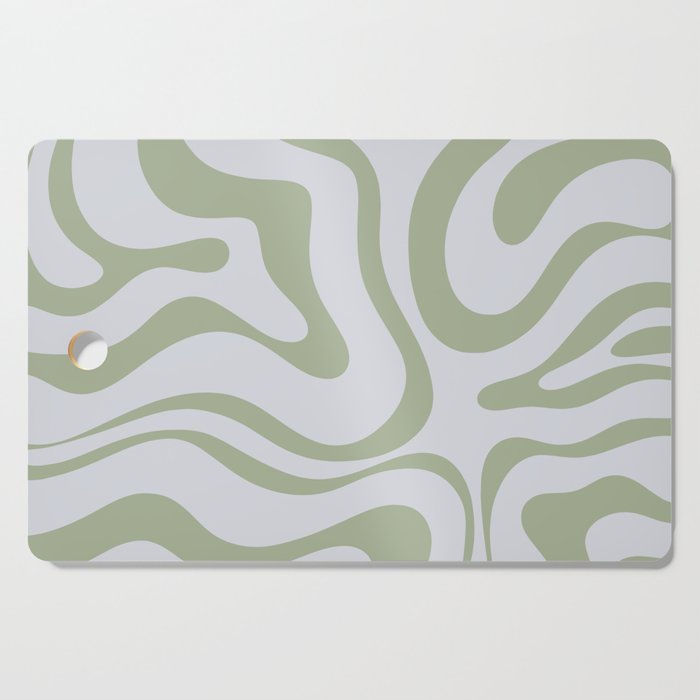 Sage and Silver Liquid Swirl Abstract Cutting Board Gallery Image 1