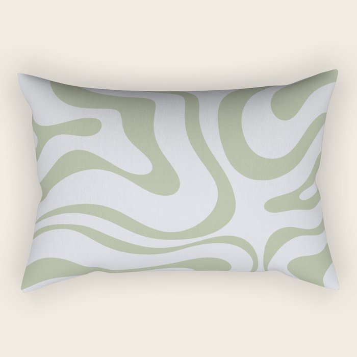 Sage and Silver Liquid Swirl Abstract Rectangular Pillow Gallery Image 2