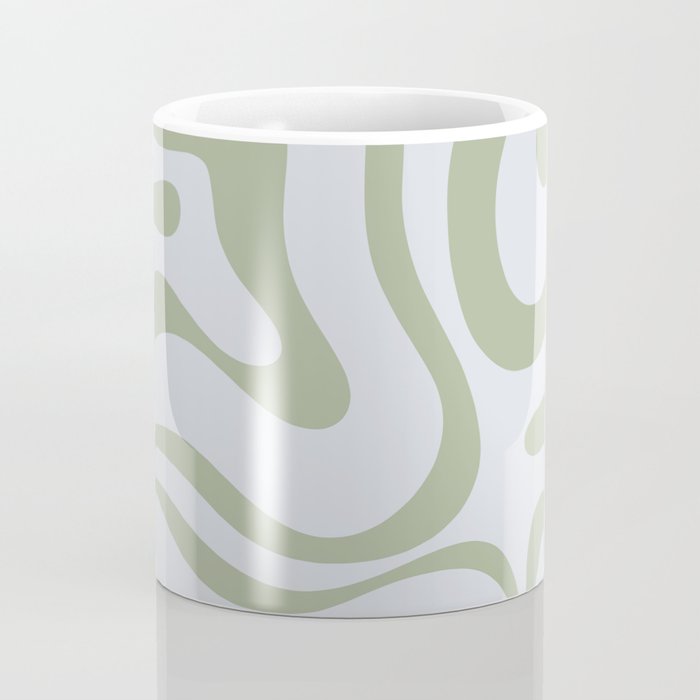 Sage and Silver Liquid Swirl Abstract Coffee Mug Gallery Image 4