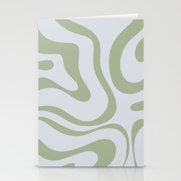 Sage and Silver Liquid Swirl Abstract Stationery Card Gallery Image 2