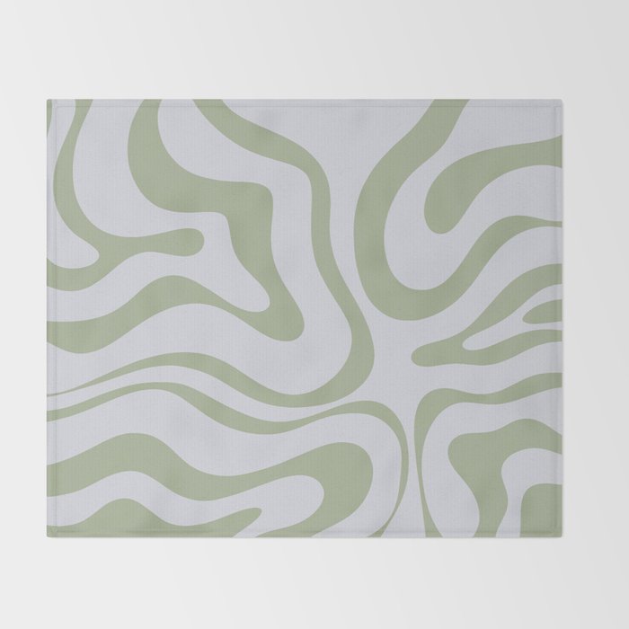 Sage and Silver Liquid Swirl Abstract Throw Blanket Gallery Image 2