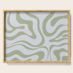 Sage and Silver Liquid Swirl Abstract Serving Tray Gallery Image 1