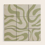 Sage and Silver Liquid Swirl Abstract Wood Wall Art Gallery Image 1