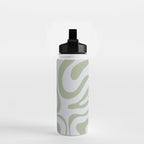 Sage and Silver Liquid Swirl Abstract Water Bottle Gallery Image 2