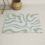 Sage and Silver Liquid Swirl Abstract Rug Gallery Image 1