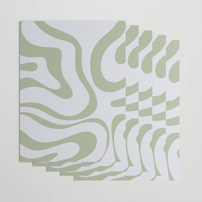 Sage and Silver Liquid Swirl Abstract Wrapping Paper Gallery Image 3
