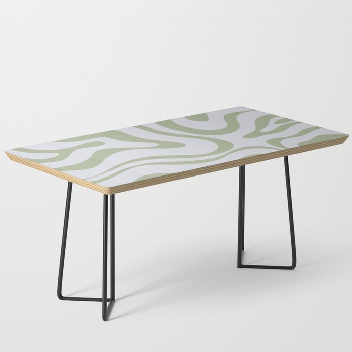 Sage and Silver Liquid Swirl Abstract Coffee Table Gallery Image 1