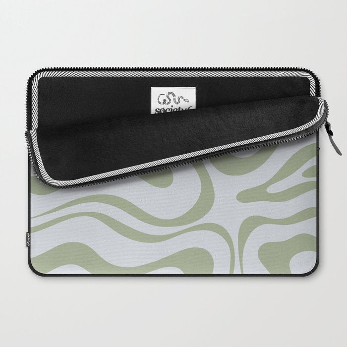 Sage and Silver Liquid Swirl Abstract Laptop Sleeve Gallery Image 2
