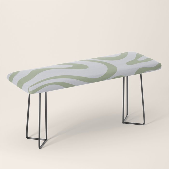 Sage and Silver Liquid Swirl Abstract Bench Gallery Image 1