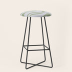 Sage and Silver Liquid Swirl Abstract Stool Gallery Image 1