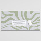 Sage and Silver Liquid Swirl Abstract Desk Mat Gallery Image 1