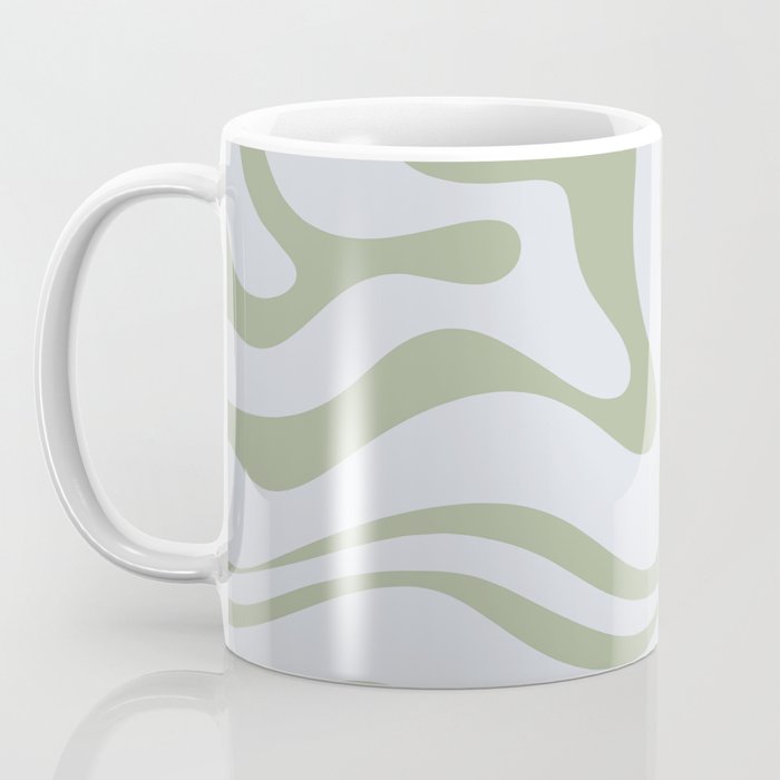 Sage and Silver Liquid Swirl Abstract Coffee Mug Gallery Image 3