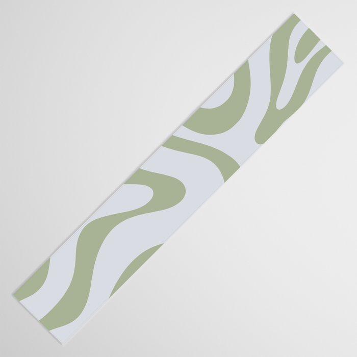 Sage and Silver Liquid Swirl Abstract Table Runner Gallery Image 3
