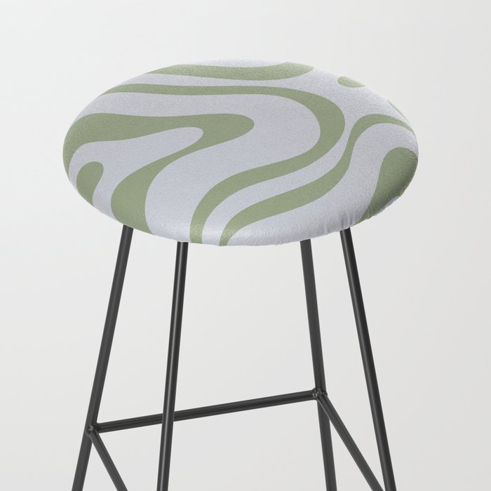 Sage and Silver Liquid Swirl Abstract Stool Gallery Image 2