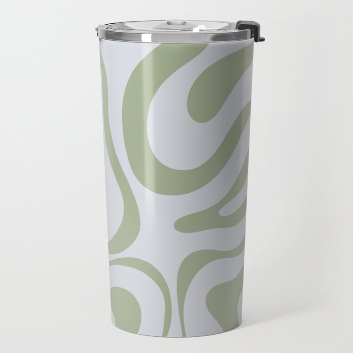 Sage and Silver Liquid Swirl Abstract Travel Mug Gallery Image 2